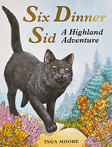 Book cover: black cat walking in a Scottish highland landscape.
