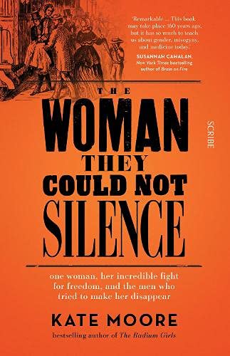 Book cover with orange background, vintage illustration of people, and bold black text.