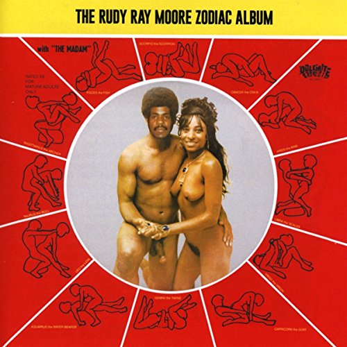 Rudy Ray Moore album cover featuring a man and woman with zodiac signs.