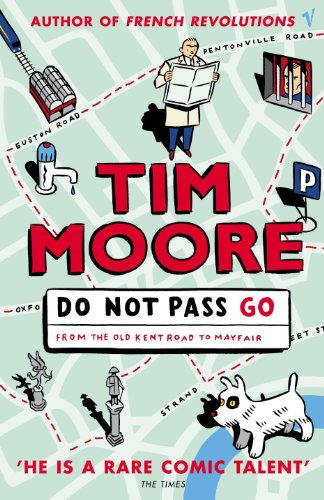 Book cover with illustrated London map, a man reading, and a dog.
