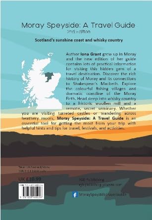 Book cover for “Moray Speyside: A Travel Guide” with map of Scotland.