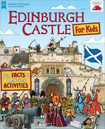 Colourful children's book cover featuring Edinburgh Castle in Scotland with fun illustrations.