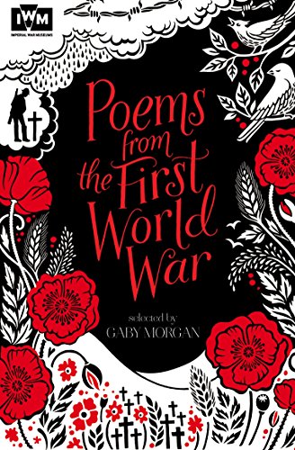 "Book cover with black background, red title, and floral illustrations."