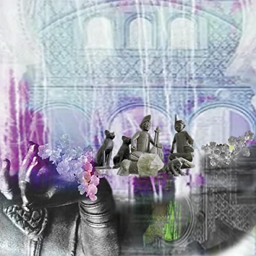 CD cover with statues, flowers, and a blurred architectural background.