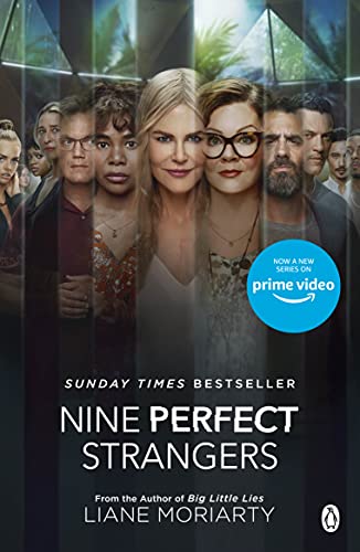 Book cover featuring a collage of cast members from the Nine Perfect Strangers series.