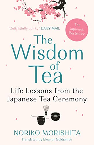 Book cover for “The Wisdom of Tea” with cherry blossom branches.
