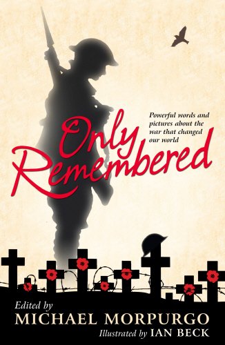 Book cover: Silhouette of a soldier with crosses and poppies.
