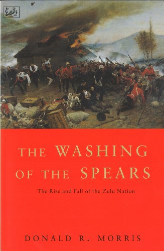 Book cover depicting a battle scene and title “The Washing of the Spears.”