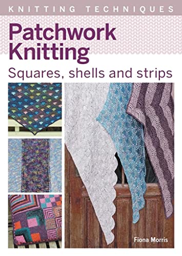 Book cover featuring knitted patchwork squares, shells, and striped designs.