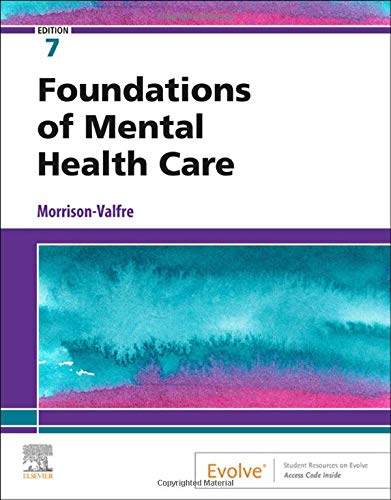 Book cover: "Foundations of Mental Health Care," 7th edition, with blue abstract design.