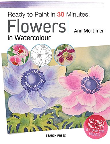 Book cover: watercolour flowers, painting guide, and tracing paper included.