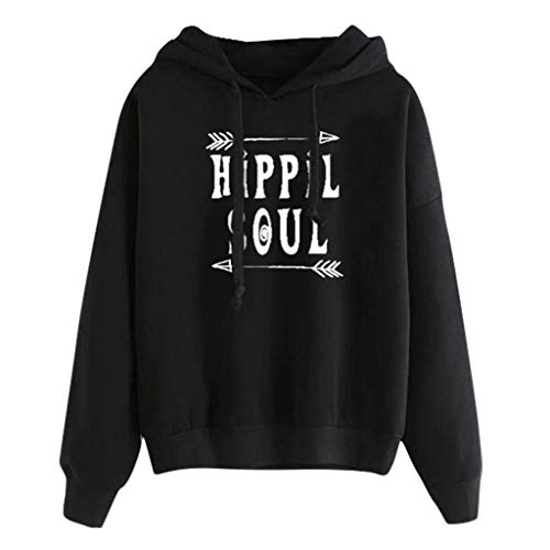 Black hooded sweatshirt with white “HIPPIE SOUL” and arrow graphics.