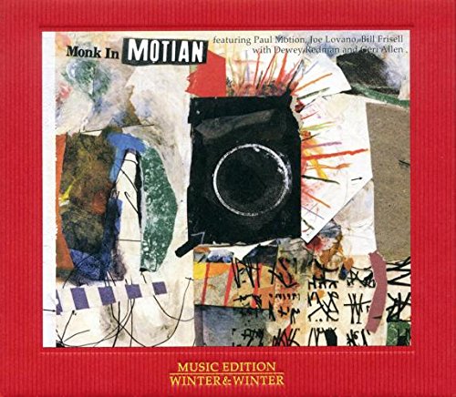CD cover for “Monk In Motian” with abstract, colorful collage art.