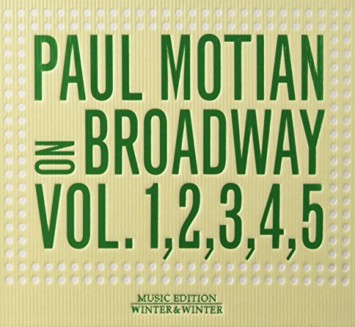 CD cover for Paul Motian’s “On Broadway Vol. 1-5” with green text.
