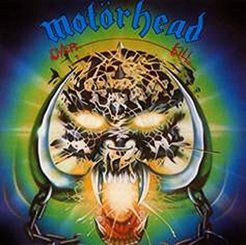 "Album cover with a snarling, chained creature and the band name 'Motörhead'."