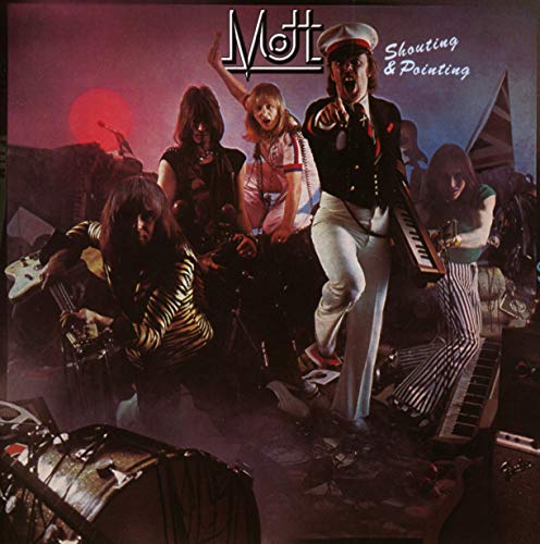 1970s rock band Mott posing with instruments, album cover art.