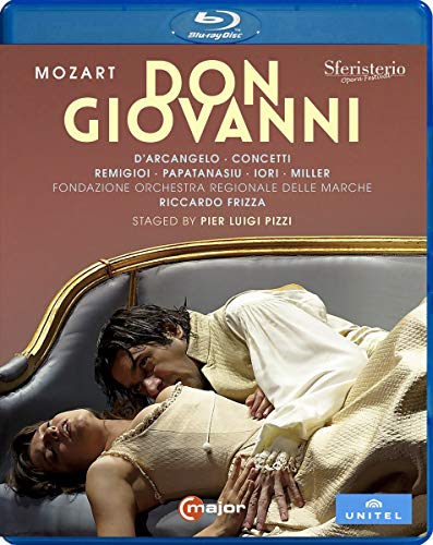 Blu-ray cover for Mozart's Don Giovanni featuring a man and woman on a sofa.