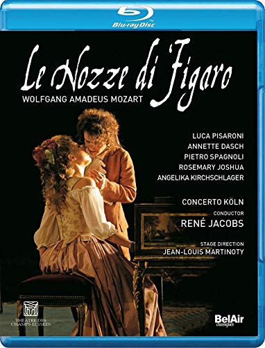 Blu-ray cover for Mozart’s *Le Nozze Di Figaro* opera, featuring performers.