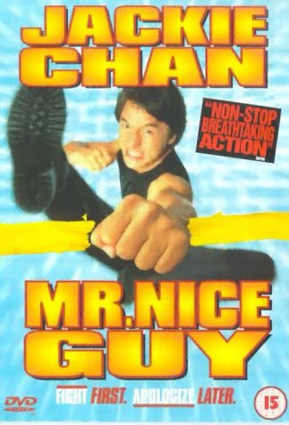 Jackie Chan action movie "Mr. Nice Guy" DVD cover with a kicking pose.