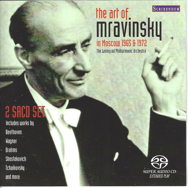 CD cover featuring portrait of conductor Evgeny Mravinsky and text details.
