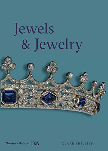 Book cover featuring a silver and sapphire jeweled crown, “Jewels & Jewellery.”