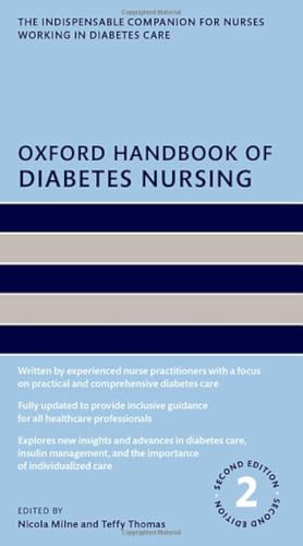 Blue cover of “Oxford Handbook of Diabetes Nursing,” second edition.