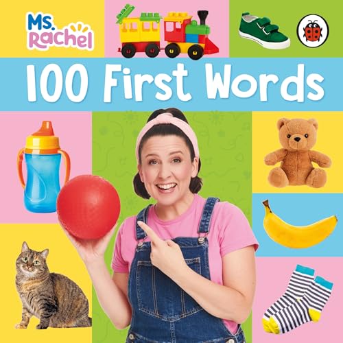 Ms. Rachel book cover with toys, fruit, and everyday objects.