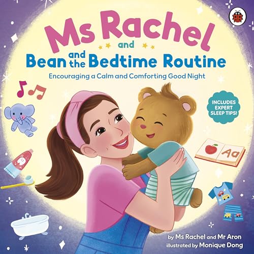 Book cover featuring Ms Rachel and a teddy bear, bedtime theme.