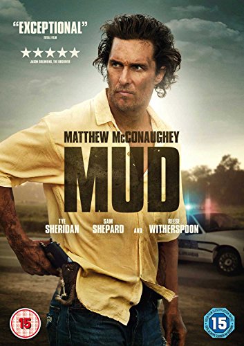 DVD cover for "Mud" featuring Matthew McConaughey with a muddy arm and gun.