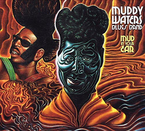 "Album cover featuring a man with a distorted face and flowing orange background."