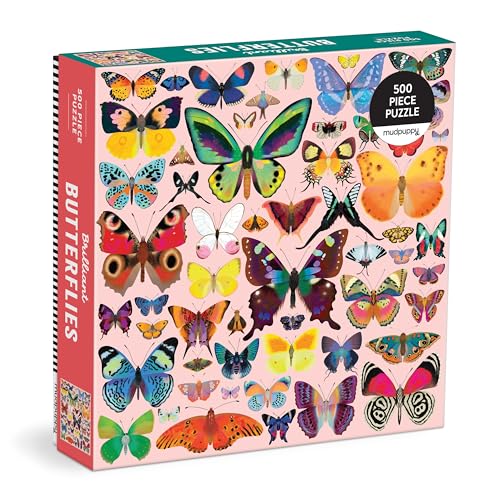 Puzzle box featuring a collage of colorful butterfly illustrations.