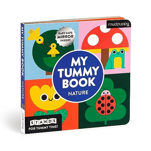 Square board book titled My Tummy Book Nature with colorful illustrations of nature scenes.