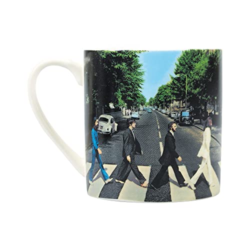 White ceramic mug featuring The Beatles on the Abbey Road crosswalk.