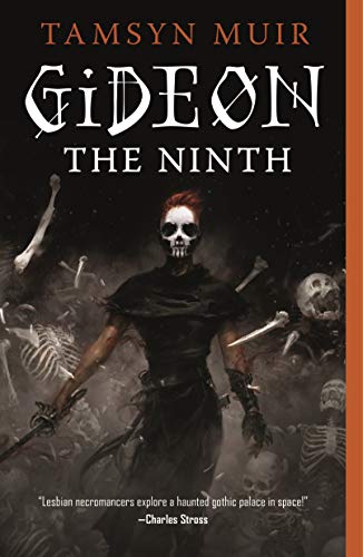 Book cover featuring a figure with skull face paint standing amidst scattered human bones.