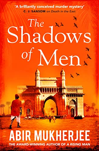 Book cover: "The Shadows of Men" with an Indian gate and figures.