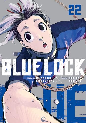 Manga cover of Blue Lock volume 22 featuring a wide-eyed character reaching forward.