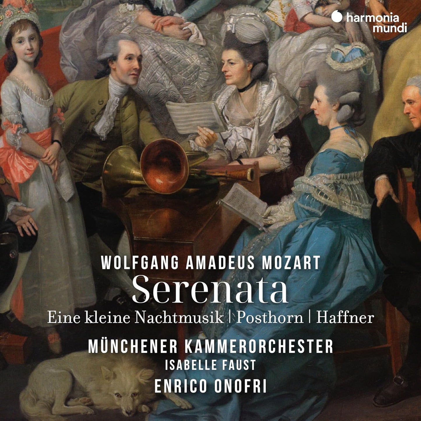 CD cover: Mozart's "Serenata" with orchestra and 18th-century figures.