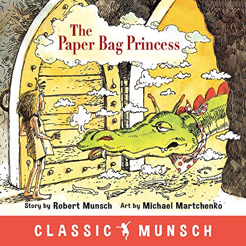 Book cover: princess in a paper bag confronts a green dragon.