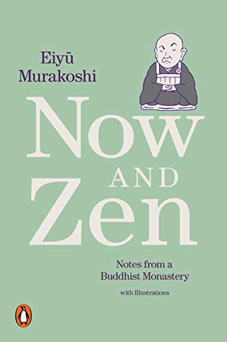 Book cover: "Now and Zen" with illustration of a seated monk.