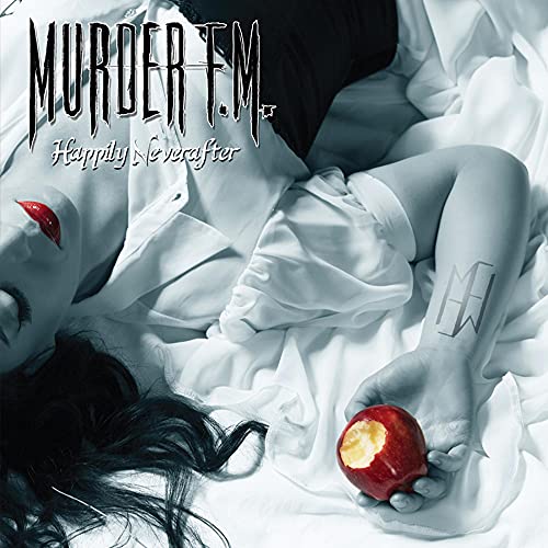 CD cover for Murder FM’s “Happily Neverafter” featuring a woman and apple.
