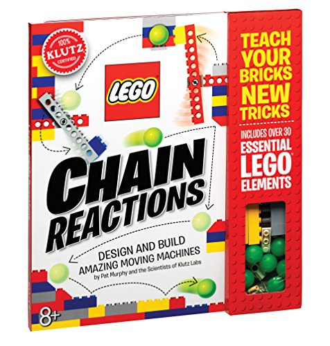 Lego Chain Reactions book cover showing moving machine components and green balls.