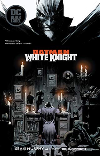 Cover of "Batman: White Knight" graphic novel, featuring Batman and Joker imagery.