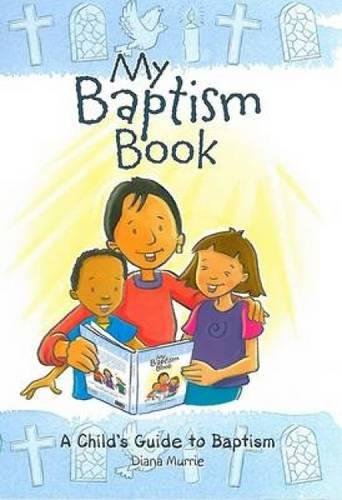 "Book cover with cartoon children reading together, surrounded by Christian symbols."