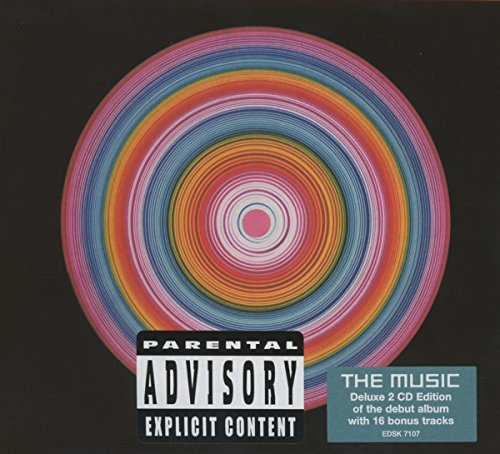 CD cover with colorful concentric circles and a parental advisory sticker.