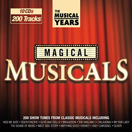 CD cover for “The Musical Years” featuring musical titles and a red curtain.