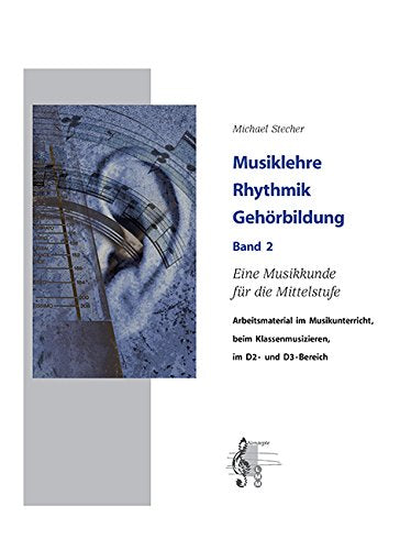 Music textbook cover with an ear and musical notes illustration.