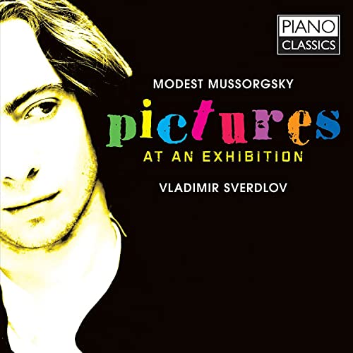 CD cover featuring Vladimir Sverdlov's face and colorful "Pictures At An Exhibition" text.