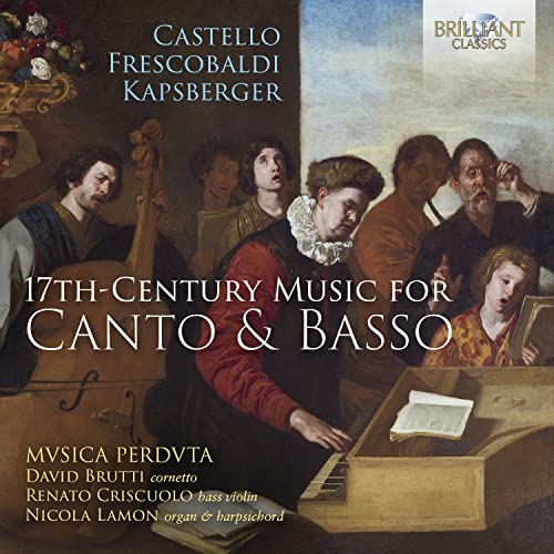 CD cover depicting 17th-century musicians with composers' names listed.