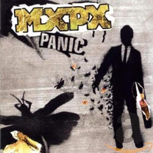 Mxpx “Panic” album cover: silhouette with butterflies, distressed text.
