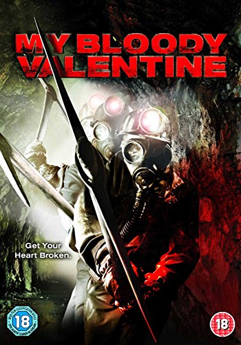 My Bloody Valentine" DVD cover with miners, pickaxes, and a dark, gritty aesthetic.